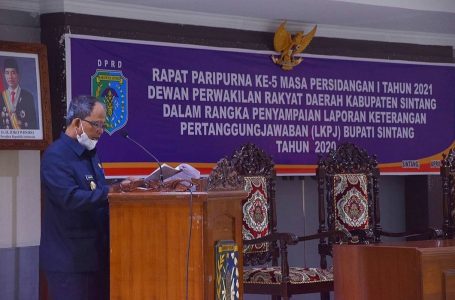 Ikuti Rapat Paripurna DPRD, Wabup Sintang Sampaikan LKPJ Tahun 2020