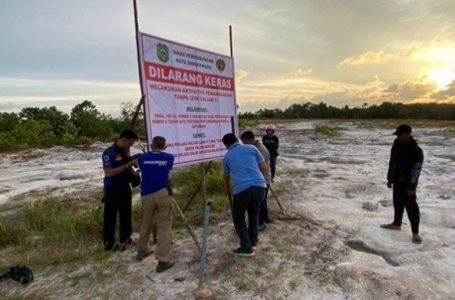 Dishub Pasang Plang Larangan Ambil Pasir