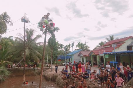 Semarak Muharram, Warga Antuasias Rebut Hadiah Panjat Pinang