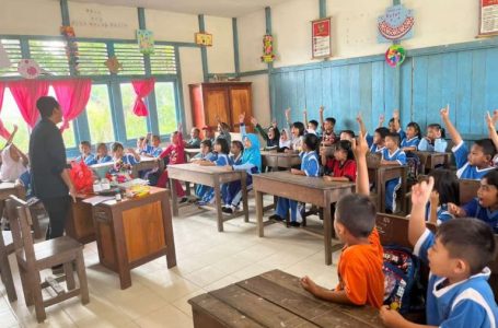 Nakes Puskesmas Badau Kembali Bagikan Obat Cacing  pada Pelajar