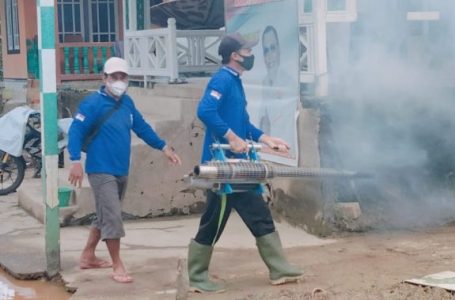 Cegah Penyebaran Wabah DBD, Pemerintah Desa Nanga Palin Lakukan Fogging ke Rumah Warga